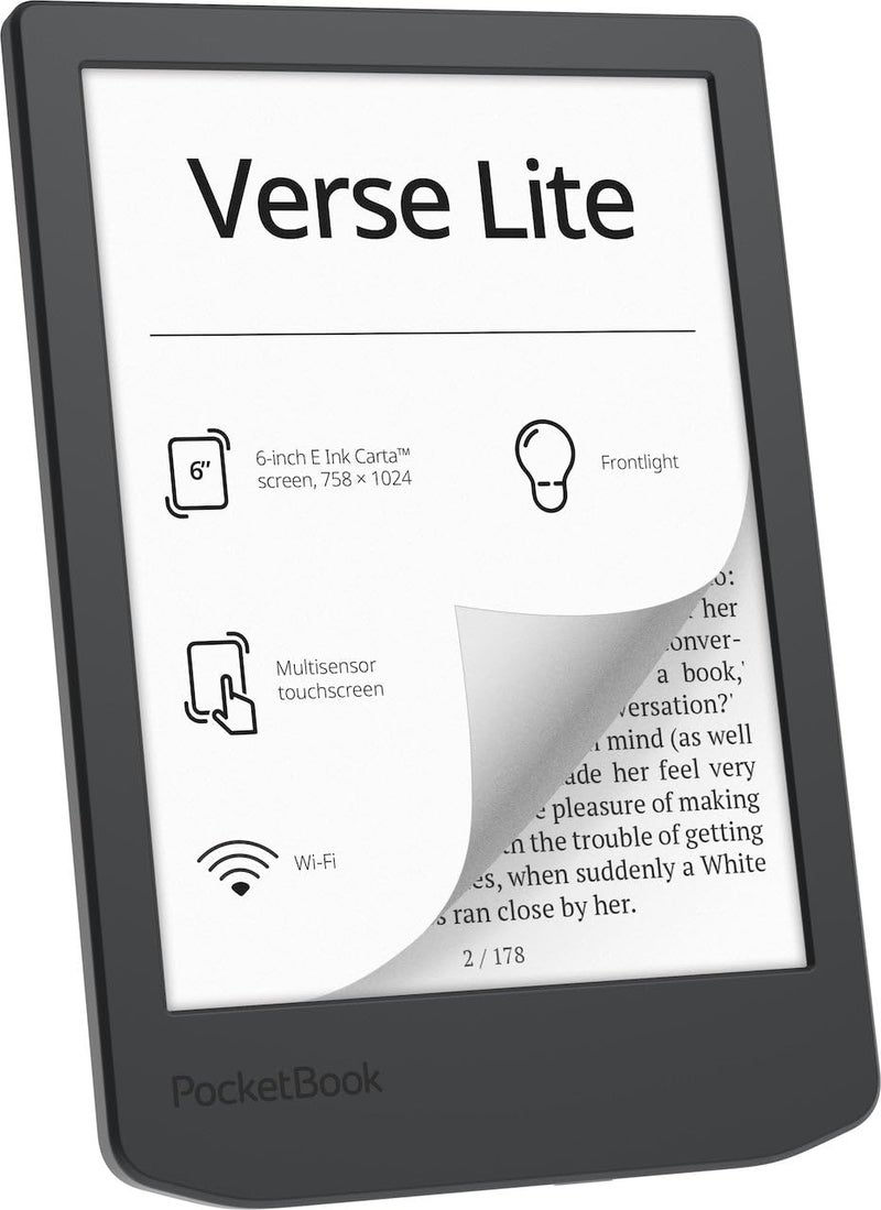 PocketBook Verse Lite – 6" E-Ink Carta Touchscreen eReader with Frontlight | Eye-Friendly, Glare-Free Display | Wi-Fi | Supports 25 Formats incl. DRM | Compact & Lightweight - Image 2