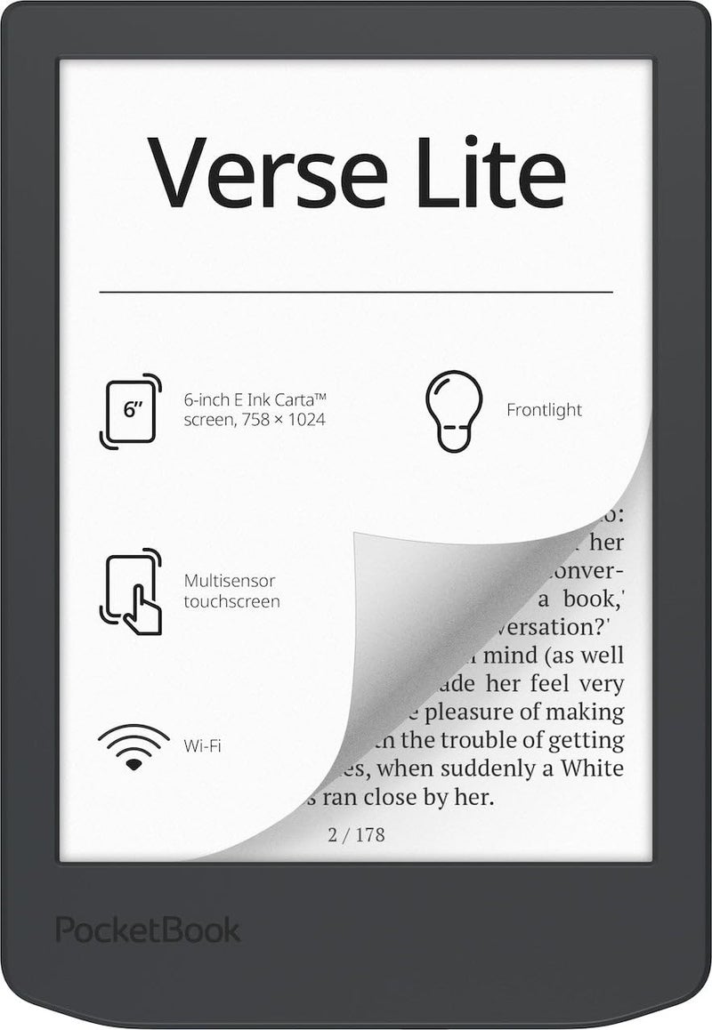 PocketBook Verse Lite – 6" E-Ink Carta Touchscreen eReader with Frontlight | Eye-Friendly, Glare-Free Display | Wi-Fi | Supports 25 Formats incl. DRM | Compact & Lightweight - Image 1