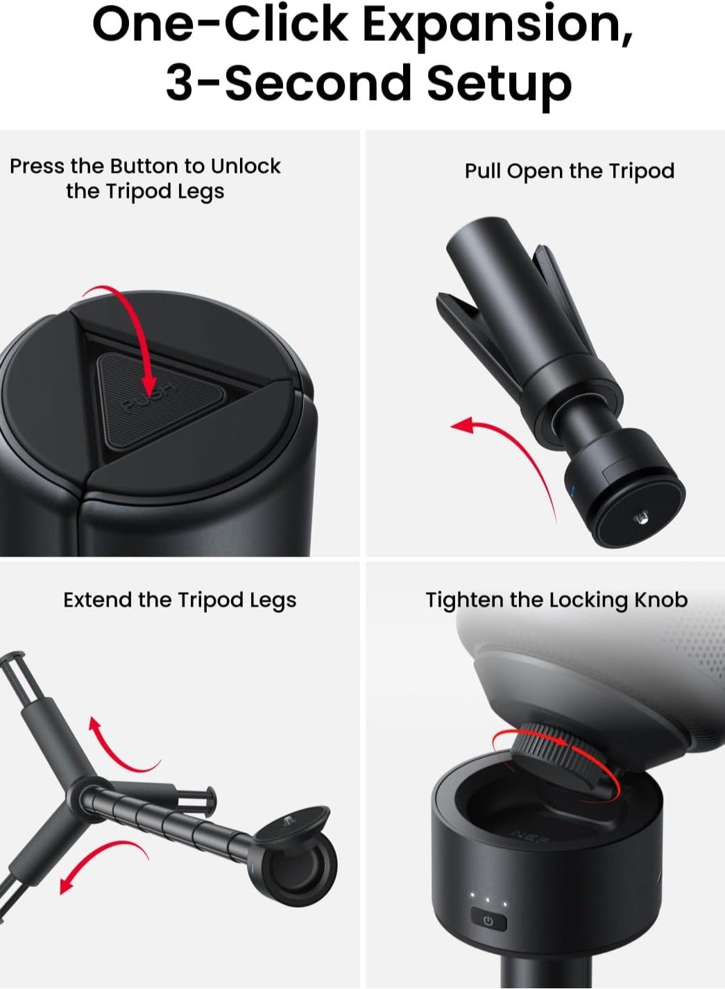 Nebula Capsule Power Bank Tripod, Up to 2H Built-in Battery