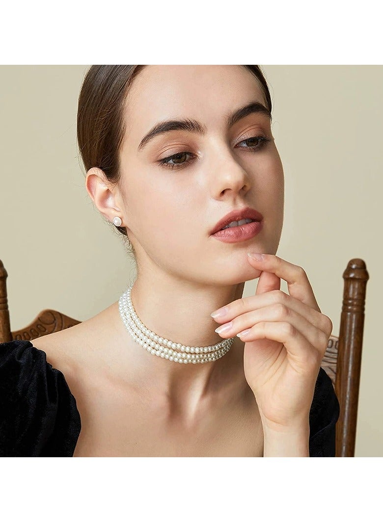 Goolsky قلادة لؤلؤ متعددة الطبقات بأسلوب بوهيمي للنساء – طوق 3 طبقات/5 طبقات، سلسلة عنق عصرية من الموضة الأوروبية - Image 1