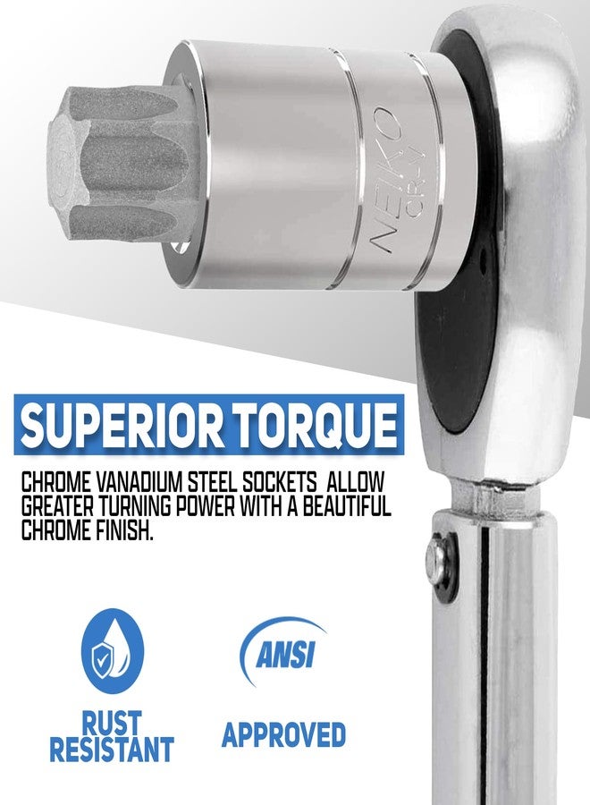 نيكو مجموعة رؤوس مفكات توركس الرئيسية ومفاتيح توركس الخارجية من نيكو 10083A، مصنوعة من فولاذ S2 وCrV، مع مخرج عزم دوران فائق، 60 قطعة - Image 3