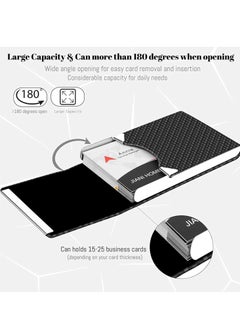 spa luxetique Business Card Holder, PU Leather Business Card Case Pocket Card Holders for Men or Women, Metal Slim Name Card Holder RFID Blocking Business Card Carrier with Magnetic Closure, Black Carbon  - Image 5