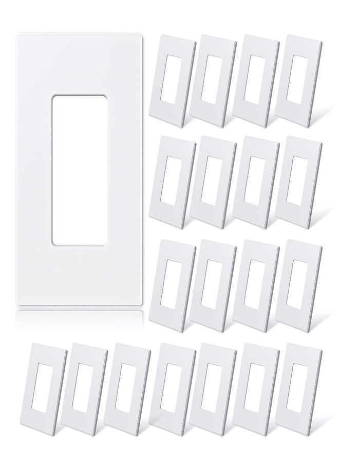 ELEGRP 1-Gang Screwless Decorative Wall Plates, Mid-Size Unbreakable Thermoplastic Faceplate Cover for Decorator Receptacle Outlet Switch, UL Listed (20 Pack, Matte White) - Image 1