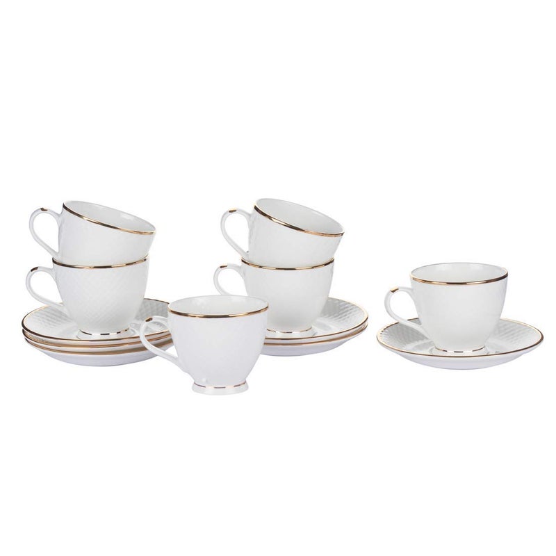 RAINCART Bone China Diamond Gold line Cup Saucer Set of 6 Cups and 6 Saucer - Image 4