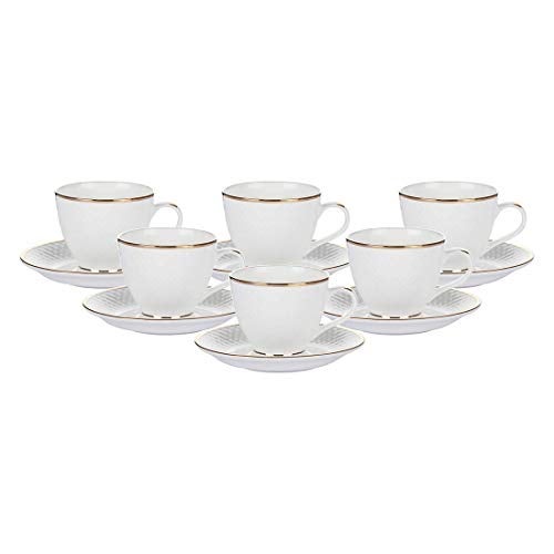 RAINCART Bone China Diamond Gold line Cup Saucer Set of 6 Cups and 6 Saucer - Image 2