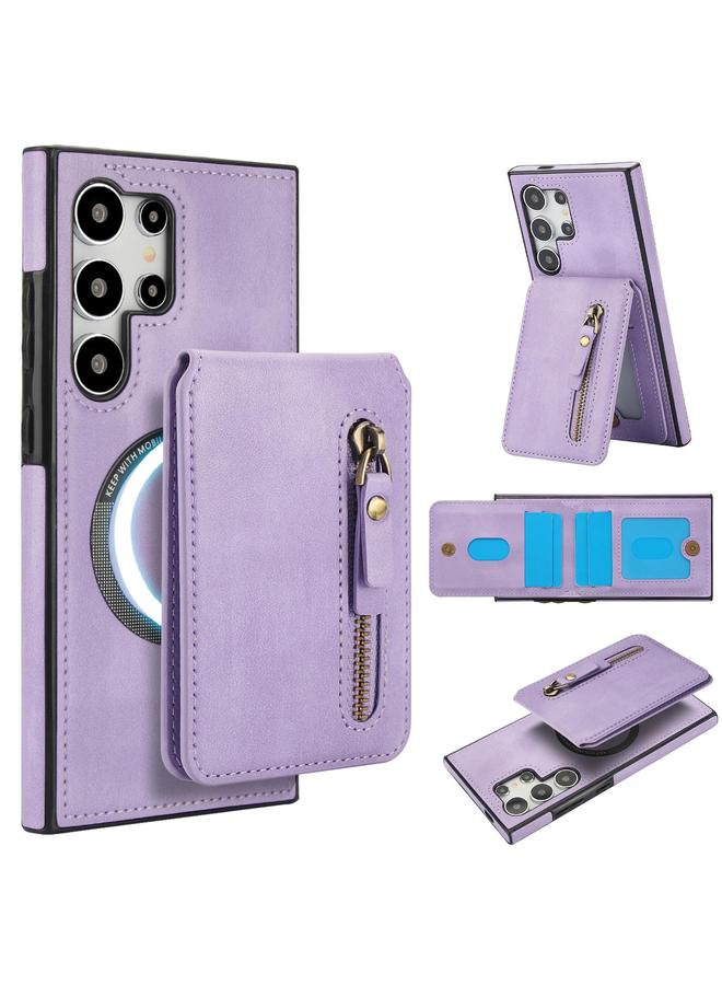 S-TOP Case For Samsung Galaxy S25 Ultra 5G Zipper Wallet Split MagSafe Leather Back Phone Case - Image 1