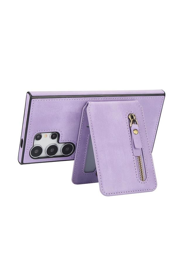 S-TOP Case For Samsung Galaxy S25 Ultra 5G Zipper Wallet Split MagSafe Leather Back Phone Case - Image 3