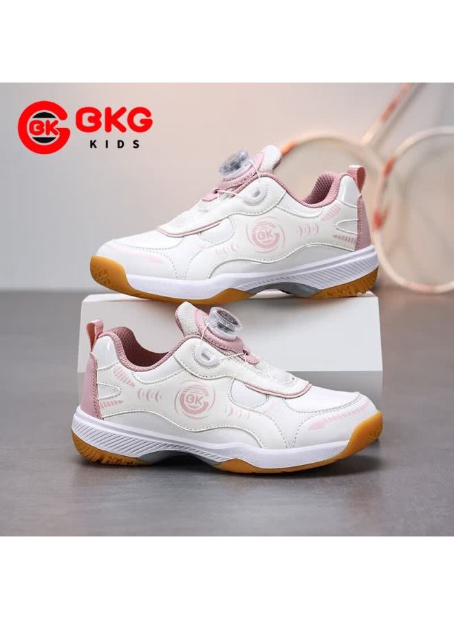 Bkg Kids Badminton Training Shoes Boys Autumn Winter Sports Non-slip Shock Absorption Zyq25829 Pink Size 34 - Image 3