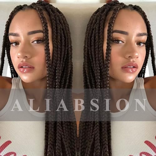ALIABSION Prestretched Braiding Hair 8 Packs 26 inch Dark Brown Braiding Hair Extensions for Women Crochet Box Braids Synthetic Yaki Braid Crochet Hair Extensions Hot Water Setting(4#) - Image 2