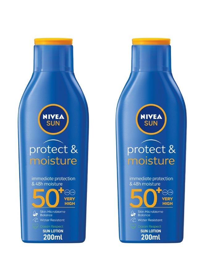 Nivea - SUN Protect and  Moisture Sun Lotion UVA and UVB Protection SPF 50 2x200ml - Image 1