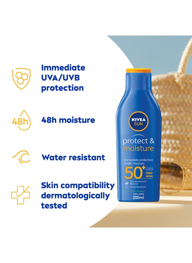 Nivea - SUN Protect and  Moisture Sun Lotion UVA and UVB Protection SPF 50 2x200ml - Image 1