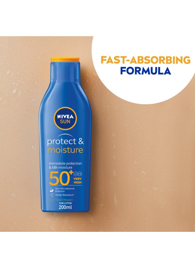 Nivea - SUN Protect and  Moisture Sun Lotion UVA and UVB Protection SPF 50 2x200ml - Image 1