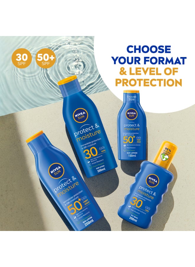 Nivea - SUN Protect and  Moisture Sun Lotion UVA and UVB Protection SPF 50 2x200ml - Image 1