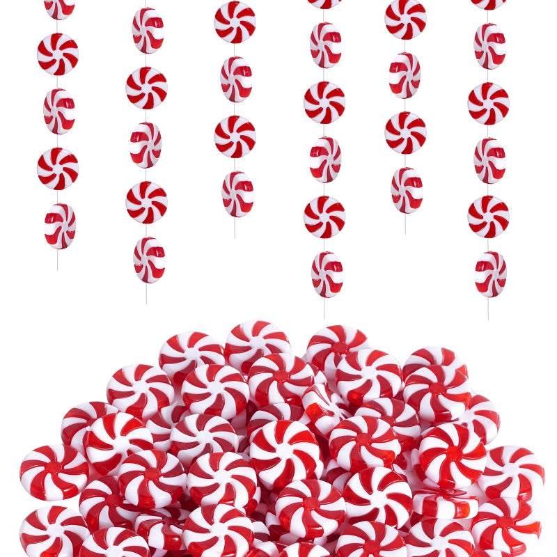 أوبموانج Obmwang 80pcs عيد الميلاد حلوى قصب الزخارف الزخارف الحمراء والأبيض الشجرة عيد الميلاد شنقا الحلي النعن - Image 3