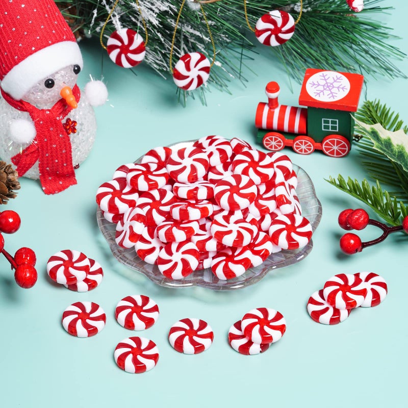 أوبموانج Obmwang 80pcs عيد الميلاد حلوى قصب الزخارف الزخارف الحمراء والأبيض الشجرة عيد الميلاد شنقا الحلي النعن - Image 4
