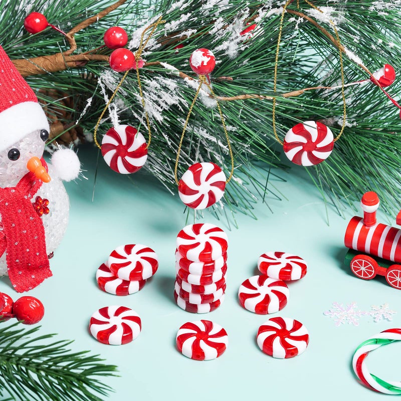 أوبموانج Obmwang 80pcs عيد الميلاد حلوى قصب الزخارف الزخارف الحمراء والأبيض الشجرة عيد الميلاد شنقا الحلي النعن - Image 5