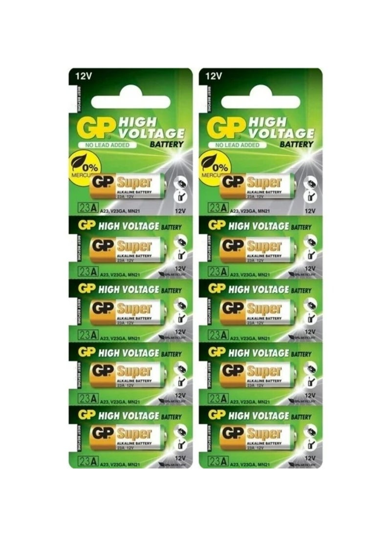 جي بي 10-Pieces GP Super 23A High Voltage 12V Alkaline Batteries  - Image 1