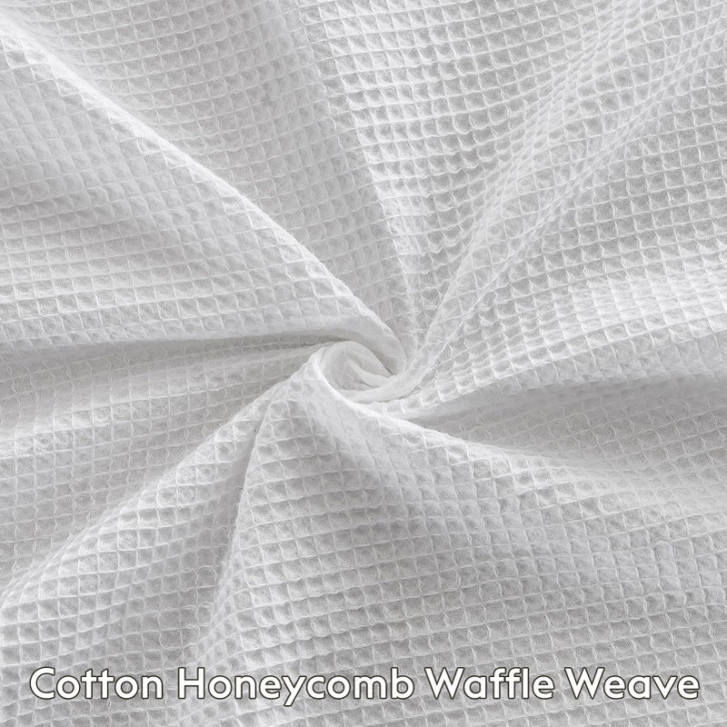 MIYE Premium Cotton Waffle Weave Bed Skirt, 14 Inch Drop Tailored Dust Ruffle with Split Corners, Easy Fitï¼ŒMachine Washable (White, King - 14" Drop) - Image 2