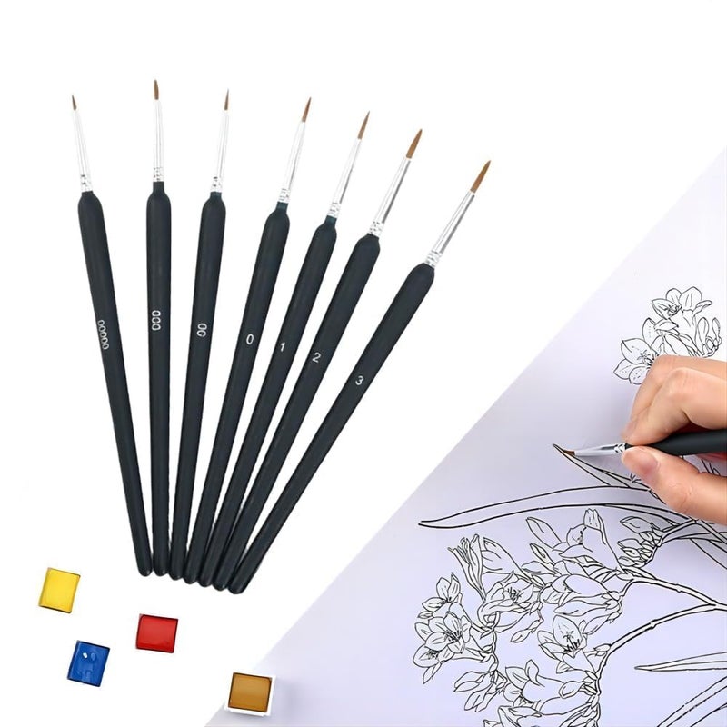 TERXA Fine Tip Paint Brush | Miniature Paint Brush with Ergonomic Handle | for Acrylic Painting/Oil/Face/Nail/Scale Model Painting | Art/Craft/Project Accessories (Set of 6 PCs,Multicolor) - Image 2