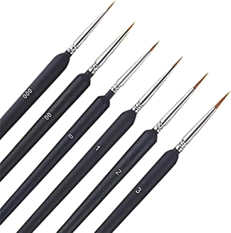 TERXA Fine Tip Paint Brush | Miniature Paint Brush with Ergonomic Handle | for Acrylic Painting/Oil/Face/Nail/Scale Model Painting | Art/Craft/Project Accessories (Set of 6 PCs,Multicolor) - Image 1