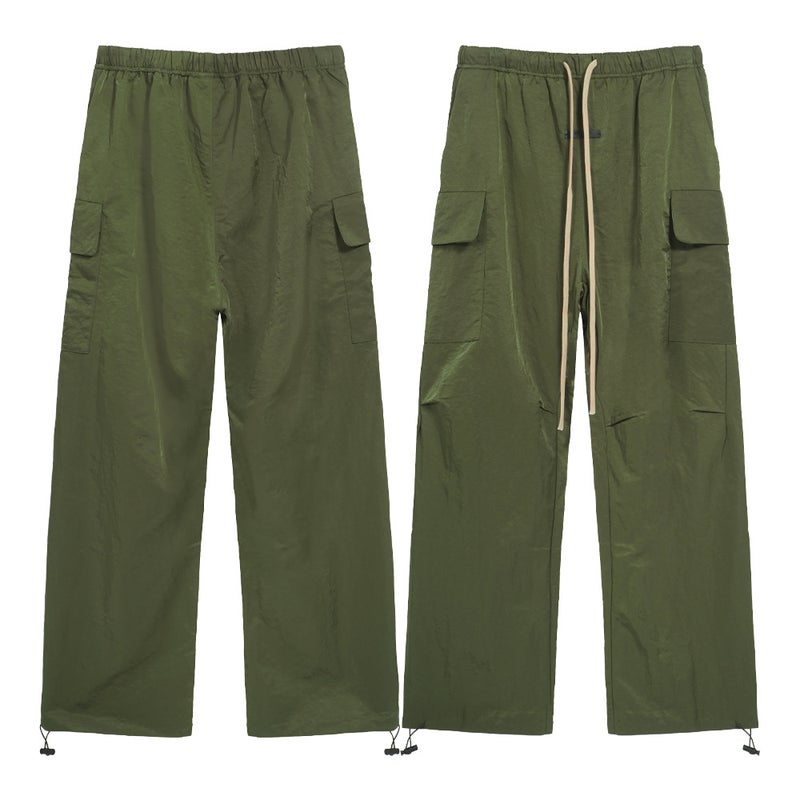 24FW New FOG ESSENTIALS Drawstring Woven Multi-Pocket Loose Workwear Trousers Casual Wide Leg Pants Always green 