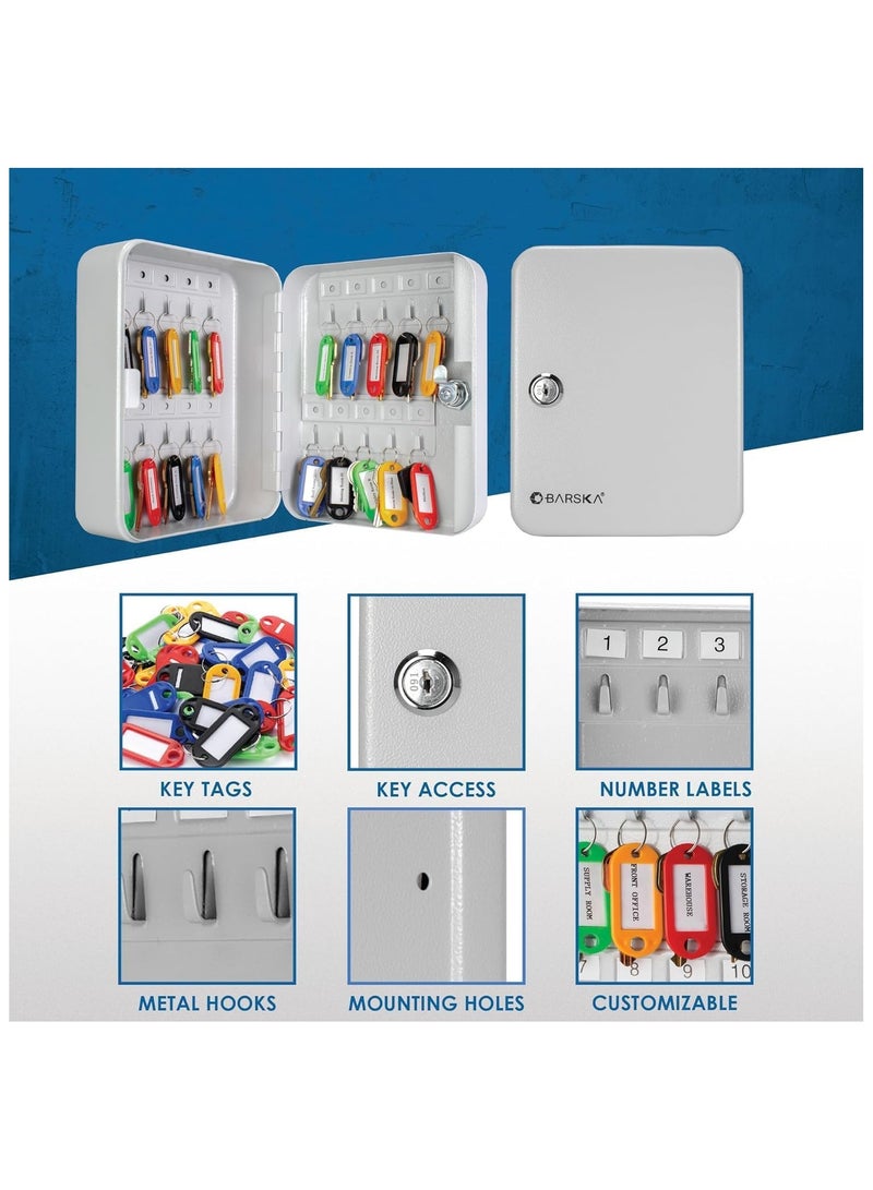 RENOVO Metal Key Box 30 Key Steel Key Cabinet Wall Mount Storage Box Organizer Key  With Tag Assorted Color Plastic - Image 2
