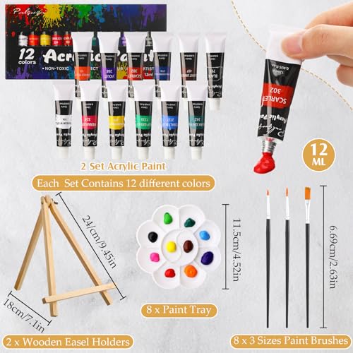 Cholemy 36 Pcs Paint and Sip Kit for Adults 8''x10'' Pre Drawn Canvas for Painting DIY Afro Acrylic Painting Kit Wood Easel Brushes Date Night Bulk for Christmas Party Gifts(Flowering) - Image 3