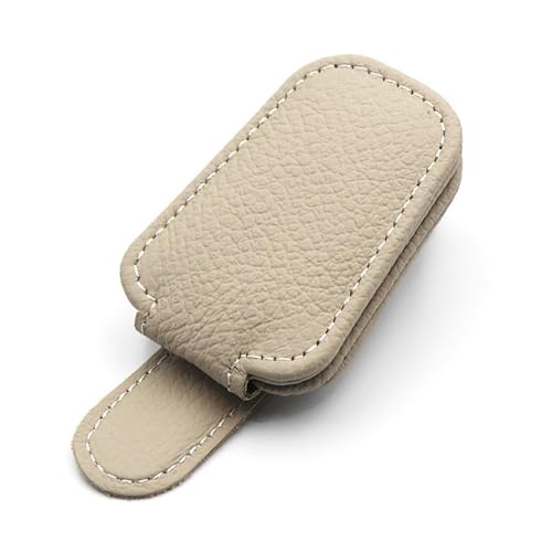 ARQIVO® Sunglass Holder for Car Visor, Magnetic Leather Glasses Eyeglass Hanger Clip for Car, Sunglasses Holder and Ticket Card Clip for Car Visor Accessories (Cream) - Image 1