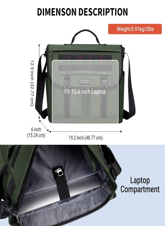 WITZMAN Messenger Bag for Men Crossbody Large Lightweight Satchel Bag Nylon Shoulder Bag with 15.6 inch Laptop（B701 Army Green） - Image 5