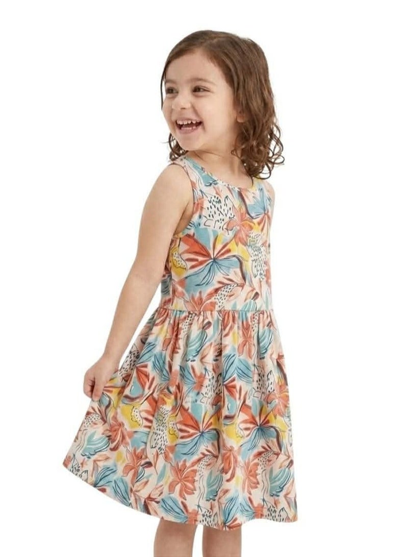 LC Waikiki Girl Crew Neck Patterned Dress – Size 5-6 Years (Single Piece) - Image 1