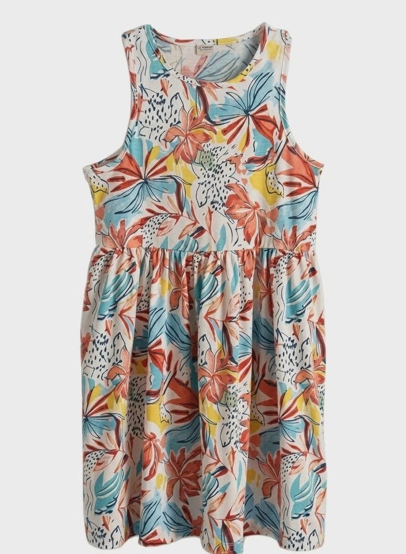 LC Waikiki Girl Crew Neck Patterned Dress – Size 5-6 Years (Single Piece) - Image 3