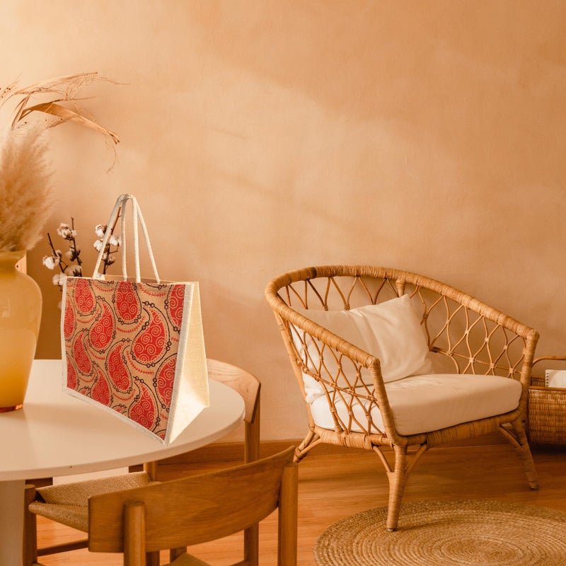 Handmakers Natural Printed Jute Gift Bags for Return Gifts Pack of 10,12x12x5 inch - Image 4