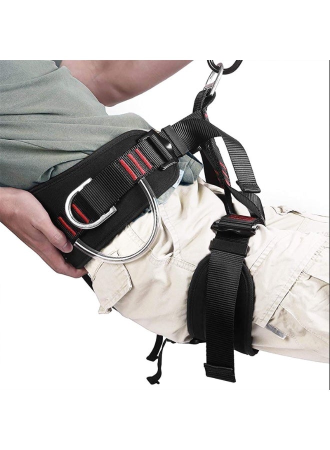 Adjustable Thickness Climbing Harness Half Body Harnesses for Fire Rescuing Caving Rock Climbing Rappelling Tree Protect Waist Surety Belts(RED) - Image 3