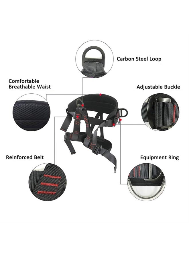 Adjustable Thickness Climbing Harness Half Body Harnesses for Fire Rescuing Caving Rock Climbing Rappelling Tree Protect Waist Surety Belts(RED) - Image 2