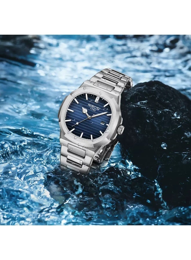 ساعة زرقاء واحدة وسيمة للرجال ، مناسبة للارتداء في سيناريوهات متعددة ، الخيار الأول لإعطاء الهدايا - Image 1