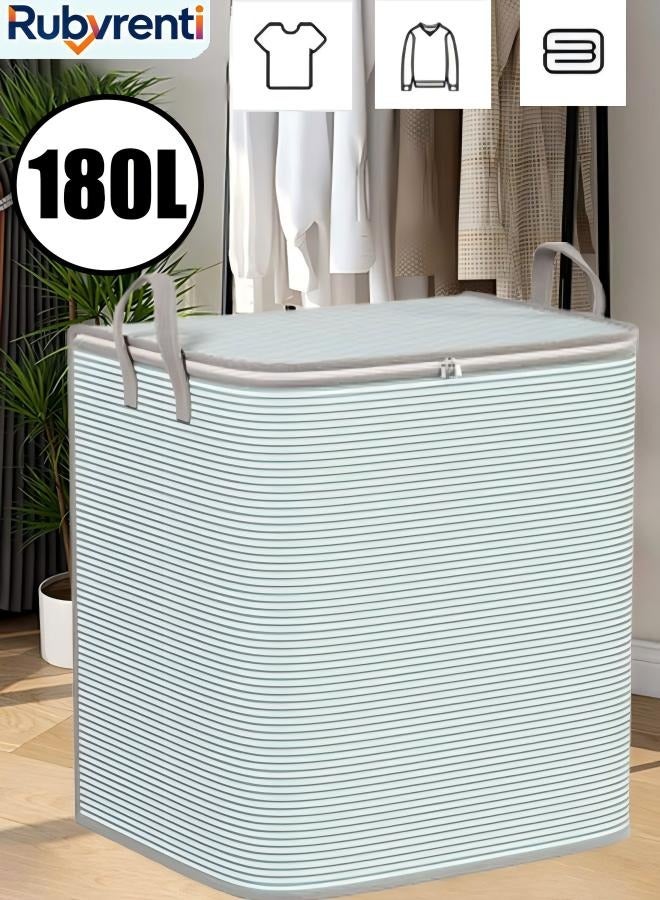 روبرنتي صندوق تخزين كبير,صندوق تخزين العاب,بوكسات تنظيم محمول,حقيبة تخزين سعة ١٨٠ لترًا حقائب تخزين كبيرة السعة صندوق تخزين ملابس حقائب تخزين منظم ملابس منظمات قابلة للطي للملابس والبطانيات والألحفة وأغطية السرير والوسائد والألعاب - Image 1