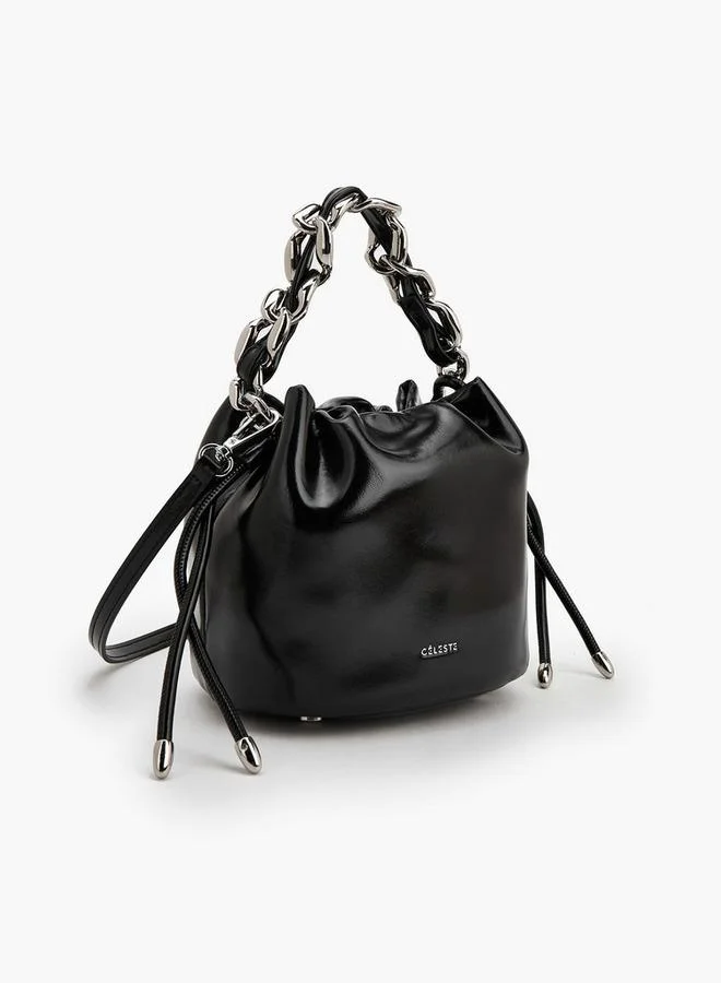Celeste BLACK Drawstring Bucket Bag With Chain Handle for Women | Best Price UAE