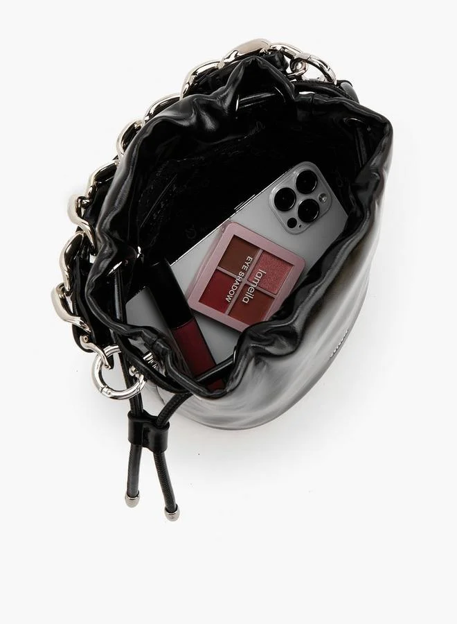 Celeste BLACK Drawstring Bucket Bag With Chain Handle for Women | Best Price UAE