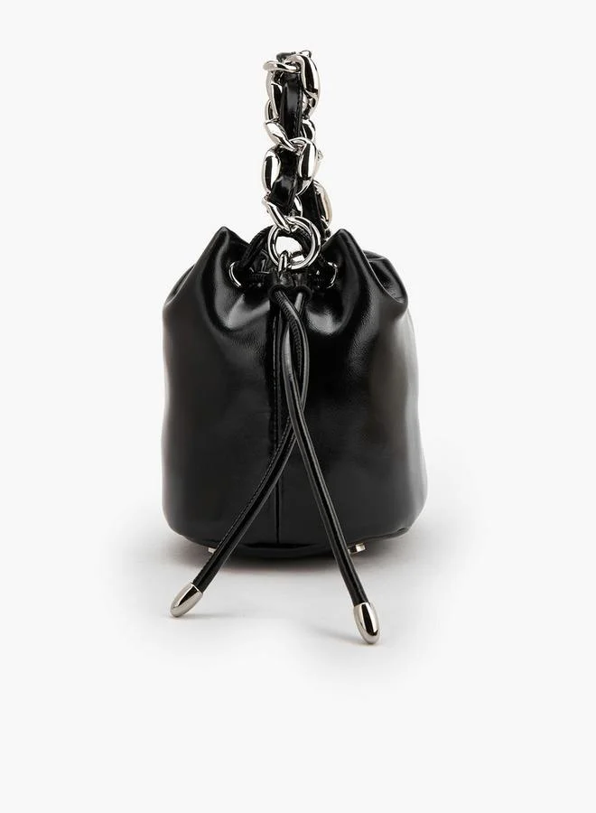 Celeste BLACK Drawstring Bucket Bag With Chain Handle for Women | Best Price UAE