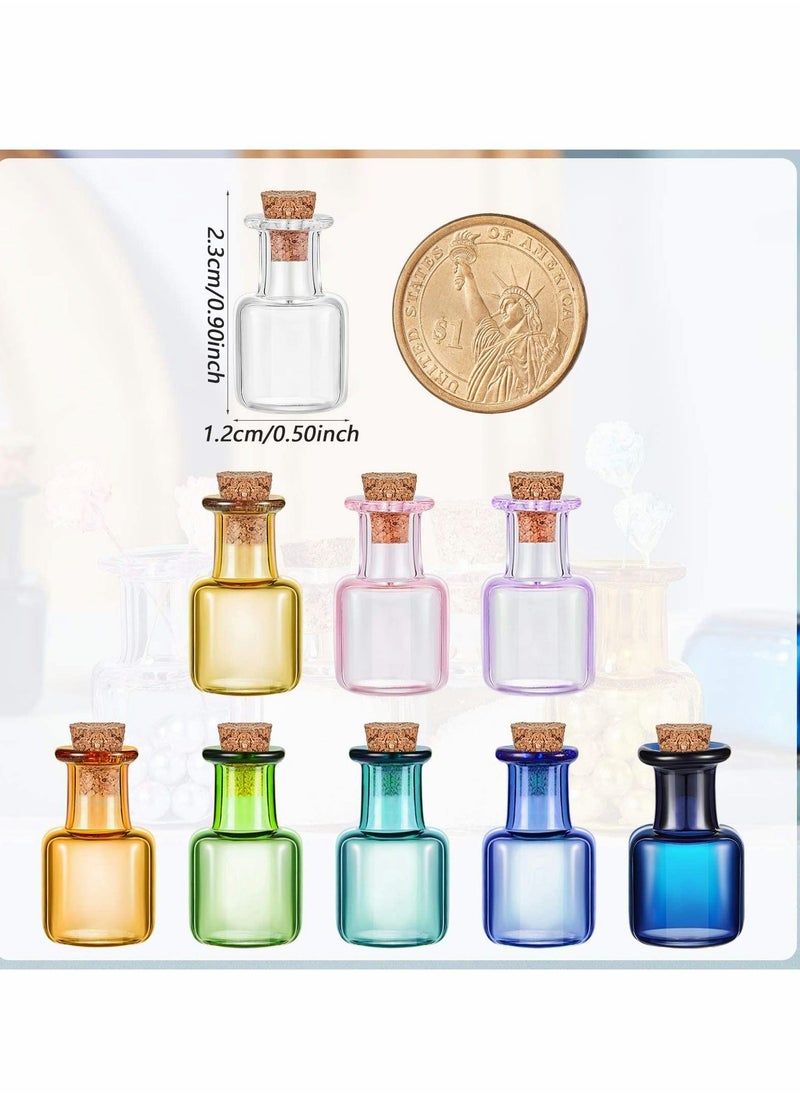 Excefore - Colored Tiny Glass Jars, Spell Jars, Mini Glass Bottles, Mini Potion Bottles with Cork Stoppers Mini Square Glass Cork Bottles for Party Wedding DIY Crafts Decoration 18 Pieces - Image 1