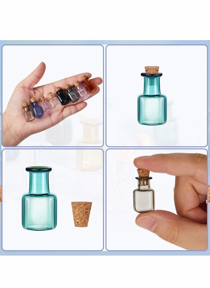Excefore - Colored Tiny Glass Jars, Spell Jars, Mini Glass Bottles, Mini Potion Bottles with Cork Stoppers Mini Square Glass Cork Bottles for Party Wedding DIY Crafts Decoration 18 Pieces - Image 1