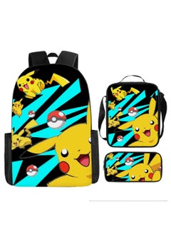 Pikachu New Cartoon Anime Student Backpack Three-Piece Set 29*42*16cm 