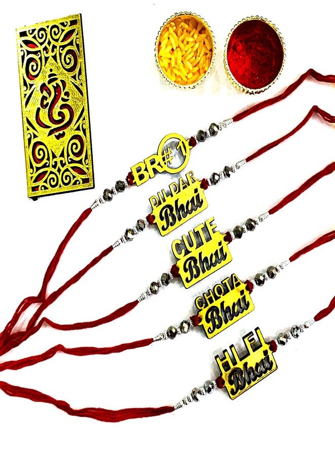 KHUSHA CREATIONS Rakhi for Brother/Wooden Designer Rakhi for Rakhabandhan/Gift for Rakhi - Image 1