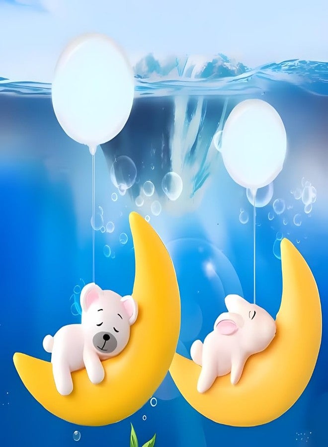 VAYINATO® 2 Pcs Floating Half Moon Sleeping Pet Aquarium Toys Mini Fish Tank Attractive Cute Decoration, Miniature Resin Decors (Yellow) by Petzlifeworld - Image 1