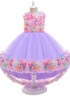 Loquat New Europe and the United States drag tail lovely children's dress girl princess skirt net gauze pompous skirt Purple  - Image 1