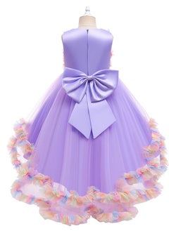 Loquat New Europe and the United States drag tail lovely children's dress girl princess skirt net gauze pompous skirt Purple  - Image 2