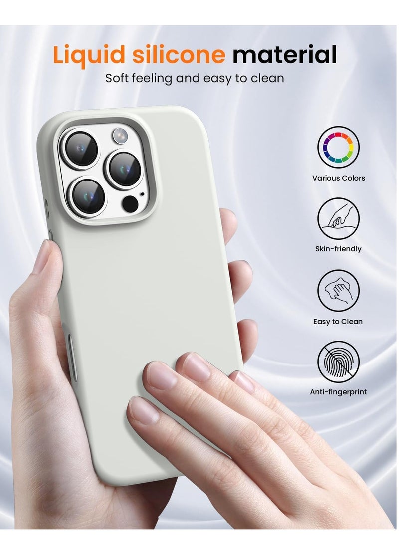 ELTRAZONE Premium Soft Liquid Silicone Case for iPhone 16 Pro – Silky Soft Touch Full-Body Protective Bumper (Antique White) - Image 3