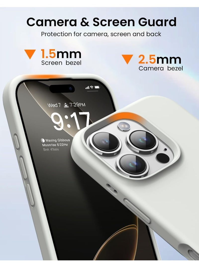 ELTRAZONE Premium Soft Liquid Silicone Case for iPhone 16 Pro – Silky Soft Touch Full-Body Protective Bumper (Antique White) - Image 4