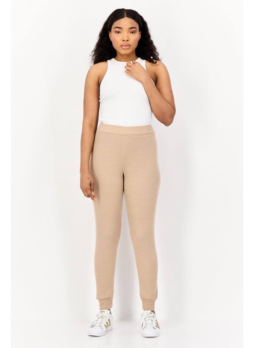 BRAVE SOUL Women Regular Fit Textured Jogger Pants, Beige  - Image 2