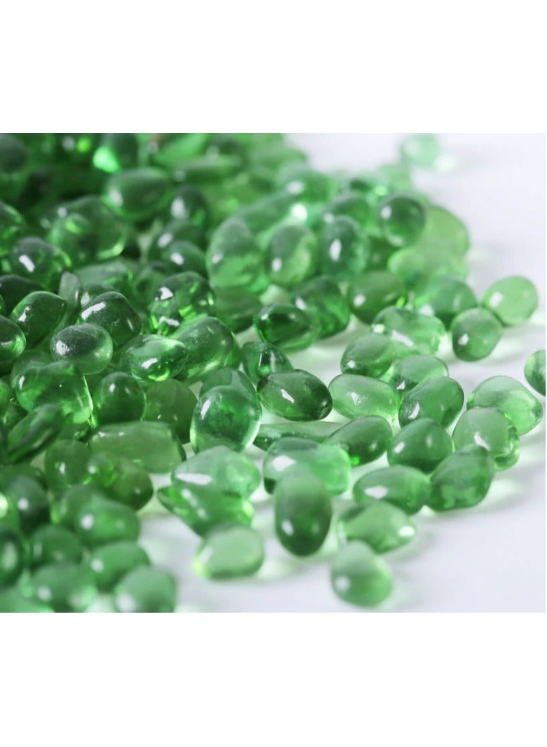 Rubik 250g Fish Tank Aquarium Decorated Glass Stone, Glass Pebbles Artificial Glaze Crystal Stone for Fish Turtle Tank Landscape Bottom & Potted Plants Decoration (Green) - Image 1